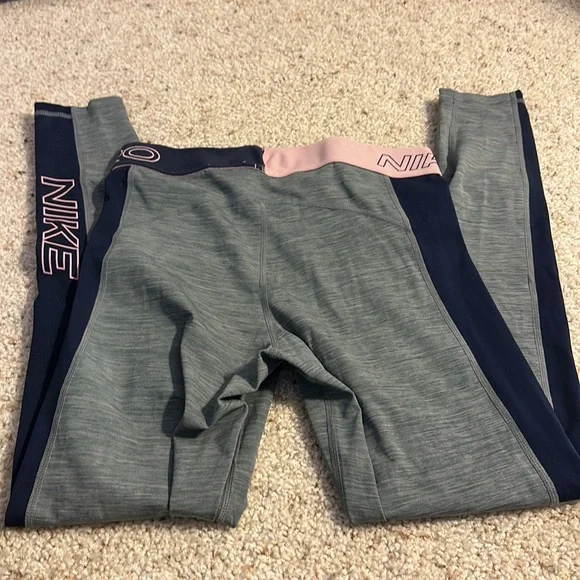 Nike Dri-Fit Pro Full Length Grey and Navy Leggings - Picture 3 of 8
